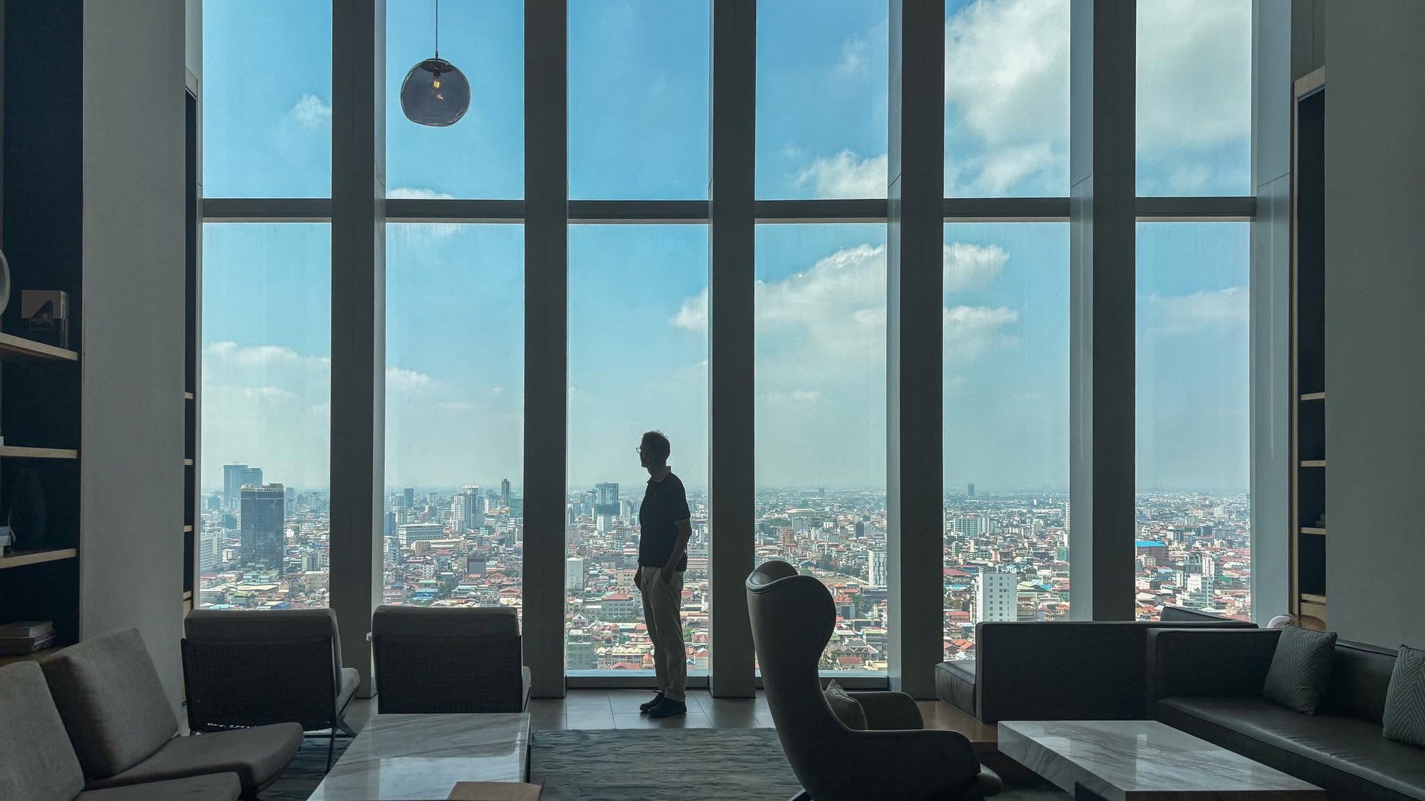 Jean-Charles Garrivet photographing hotel interiors and skyline views for the hospitality industry at Fairfield by Marriott.